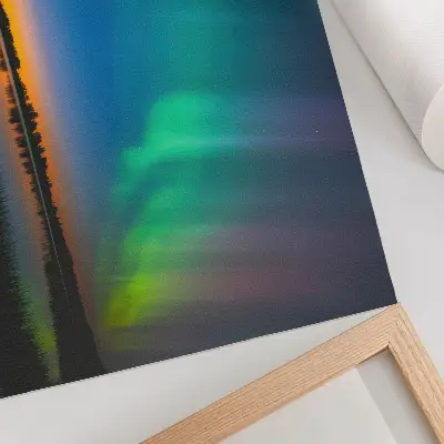 Decorative canvas print aurora over a lake with a magical atmosphere