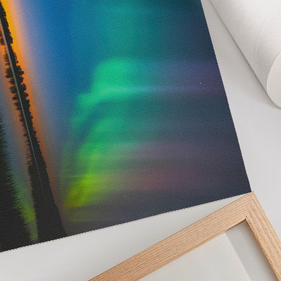 Decorative canvas print Aurora over the lake, a magical atmosphere