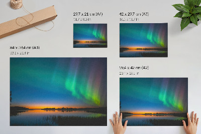 Decorative canvas print Aurora over the lake, a magical atmosphere