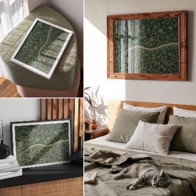 Poster Green forest serpentine road peaceful atmosphere