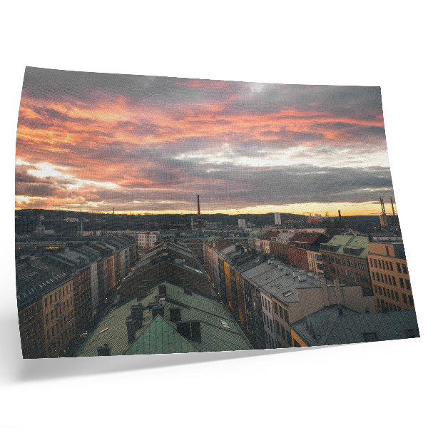 Photo canvas Sunset over the city panorama colors