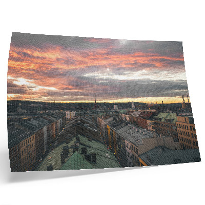 Photo canvas Sunset over the city panorama colors