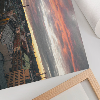 Photo canvas Sunset over the city panorama colors