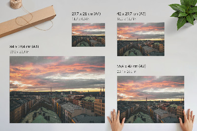 Photo canvas Sunset over the city panorama colors