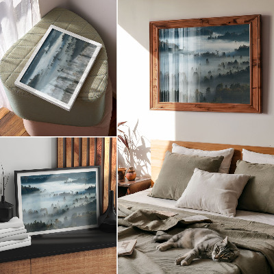 Decorative canvas print Green trees in the fog, peaceful atmosphere, subdued colors