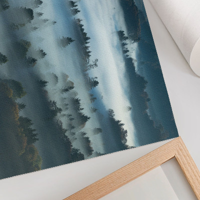 Decorative canvas print Green trees in the fog, peaceful atmosphere, subdued colors