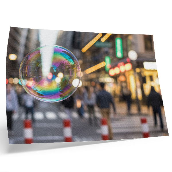 Photo canvas A vibrant city street with a reflective bubble