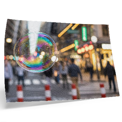 Photo canvas A vibrant city street with a reflective bubble