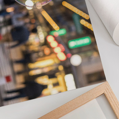 Photo canvas A vibrant city street with a reflective bubble