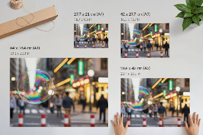 Photo canvas A vibrant city street with a reflective bubble