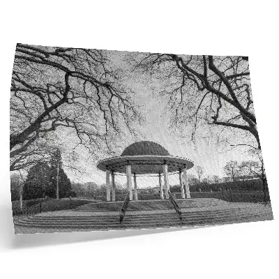 Gazebo poster elegant symmetry in black and white shades