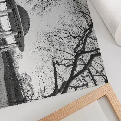 Gazebo poster elegant symmetry in black and white shades
