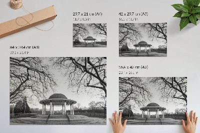 Poster Elegant gazebo symmetry black and white shades