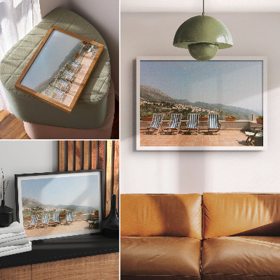 Photo canvas Deckchairs on the terrace overlooking the mountains