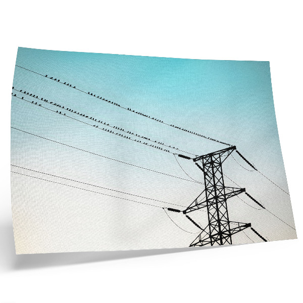 Decorative canvas print Birds on power lines blue sky