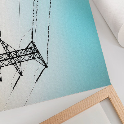 Decorative canvas print Birds on power lines blue sky