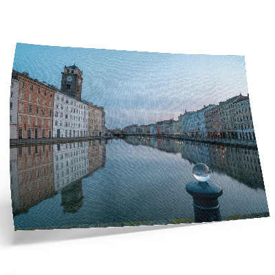 Poster Pastel tenement houses reflected in the canal water