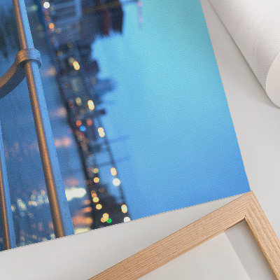 Decorative canvas print City waterfront in the evening with blurred lights