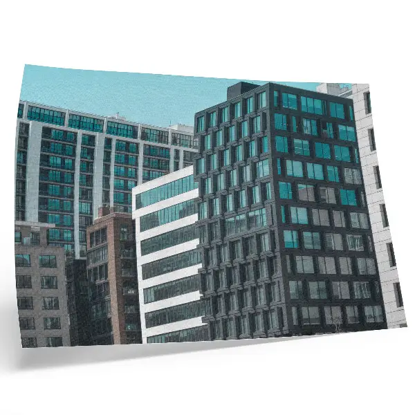 Poster modern buildings with glass geometric harmony