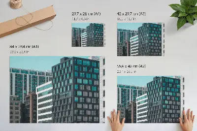 Poster modern buildings with glass geometric harmony