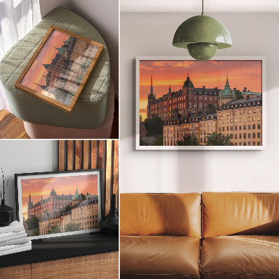 Decorative canvas print Sunset, charming buildings, historical atmosphere