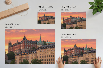 Decorative canvas print Sunset, charming buildings, historical atmosphere