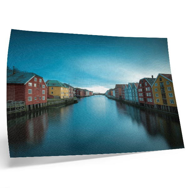 Photo canvas Colorful houses reflected in the river, Scandinavian atmosphere