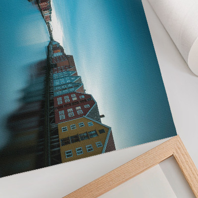 Photo canvas Colorful houses reflected in the river, Scandinavian atmosphere
