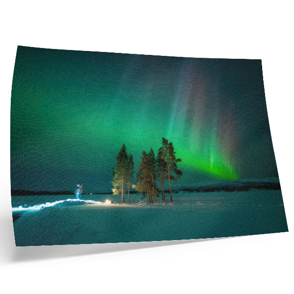 Decorative canvas print The magic of the northern lights, stunning colors, and a peaceful atmosphere