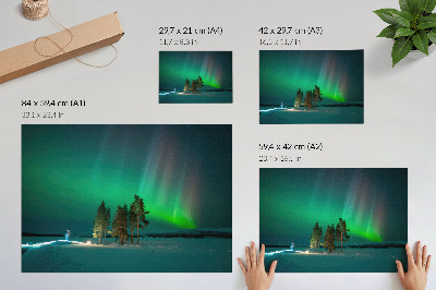 Decorative canvas print The magic of the northern lights, stunning colors, and a peaceful atmosphere