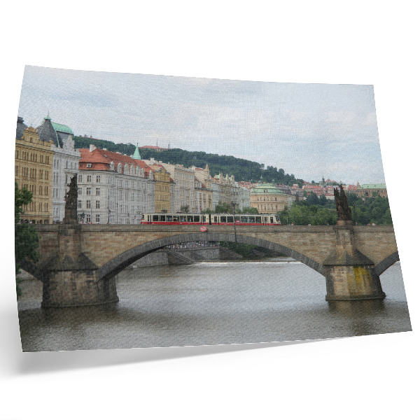 Poster A bridge over the river with a tram, surrounded by classical architecture
