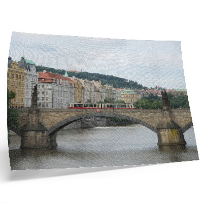 Poster A bridge over the river with a tram, surrounded by classical architecture