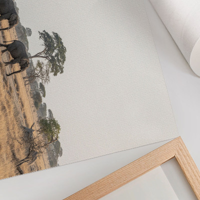 Poster Elephants on the African savannah among the trees
