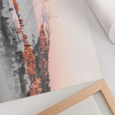 Photo canvas A winter landscape in shades of pink and white