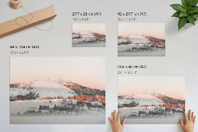 Photo canvas A winter landscape in shades of pink and white