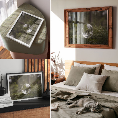 Photo canvas A crystal ball against a pine branch background