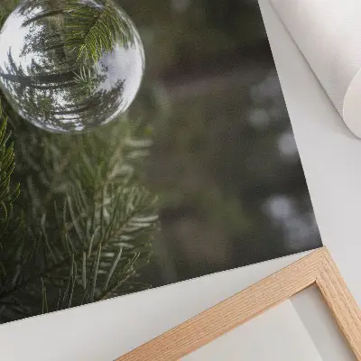 Photo canvas crystal ball against a pine branch background