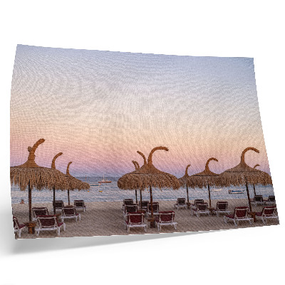 Poster Azure calm sea delicate pink horizon