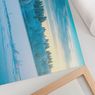 Photo canvas Winter landscape, calm, sky, lake, trees