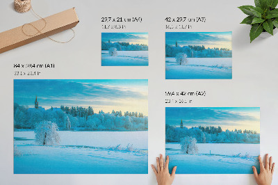Photo canvas Winter landscape, calm, sky, lake, trees