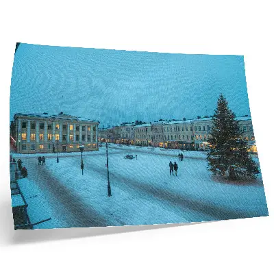 Poster winter landscape with classic architecture and a Christmas atmosphere