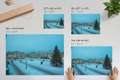 Poster Winter landscape, classic architecture, Christmas atmosphere
