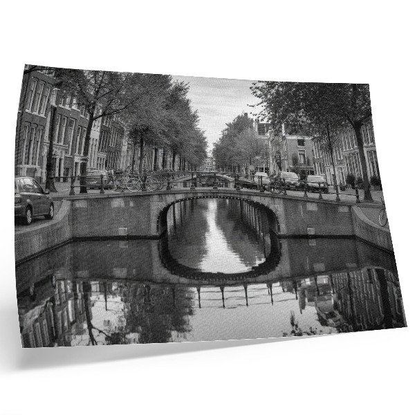 Poster Black and white bridges and canal urban space