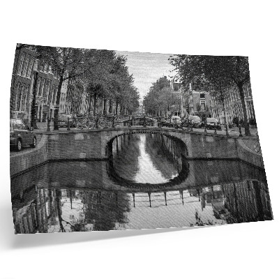 Poster Black and white bridges and canal urban space