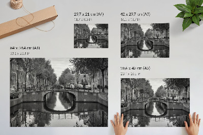 Poster Black and white bridges and canal urban space