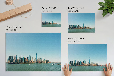 Photo canvas Modern skyscrapers, blue sky, big water