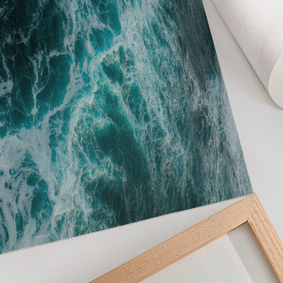 Poster Turquoise ocean waves with white foam