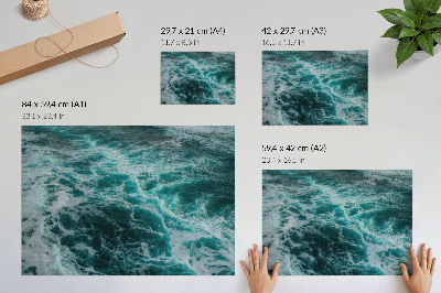 Poster Turquoise ocean waves with white foam