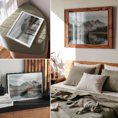 Poster Mountains, lake, boat, peace, harmony