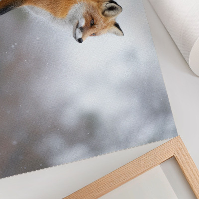 Decorative canvas print Fox in the winter scenery, gentle peace of nature